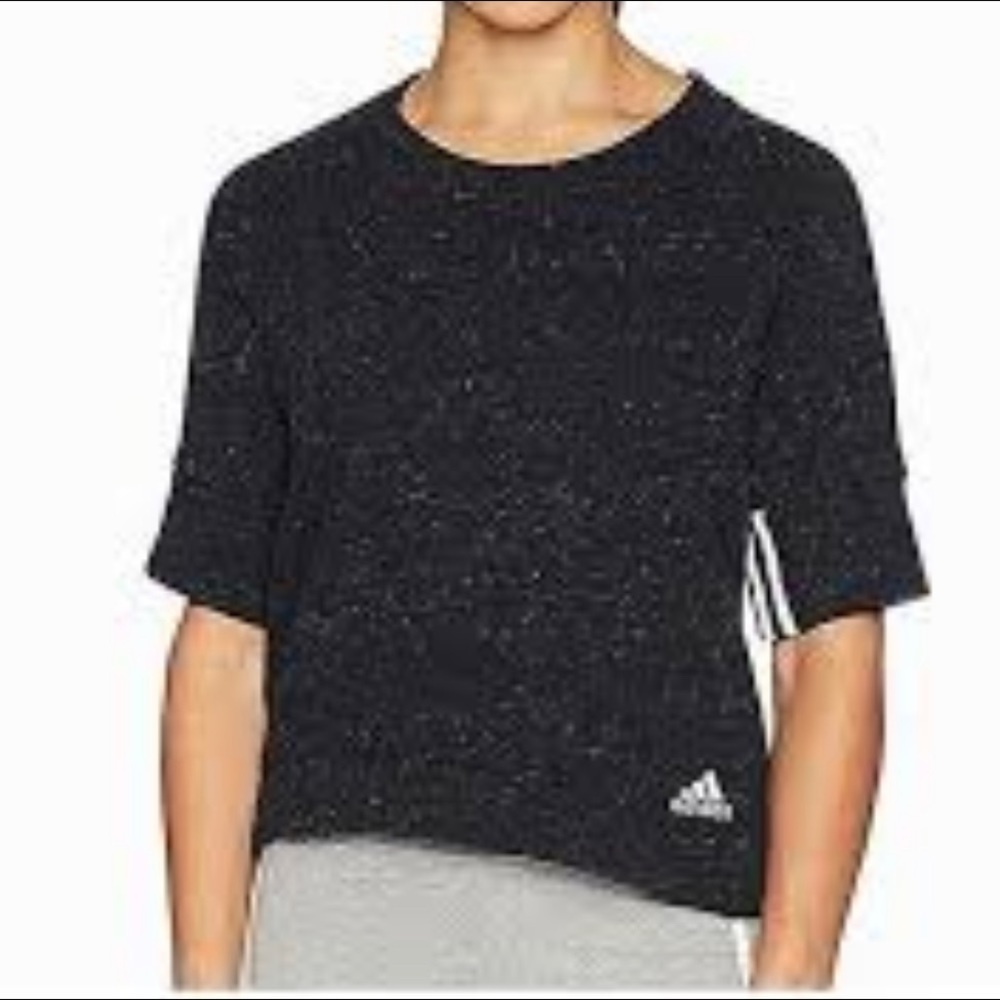 Adidas heathered black and white cropped sweatshirt
